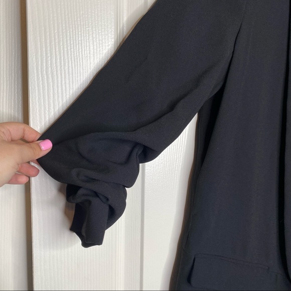 Zara Black Longline Ruched Sleeve Blazer Size XS - Picture 3 of 11